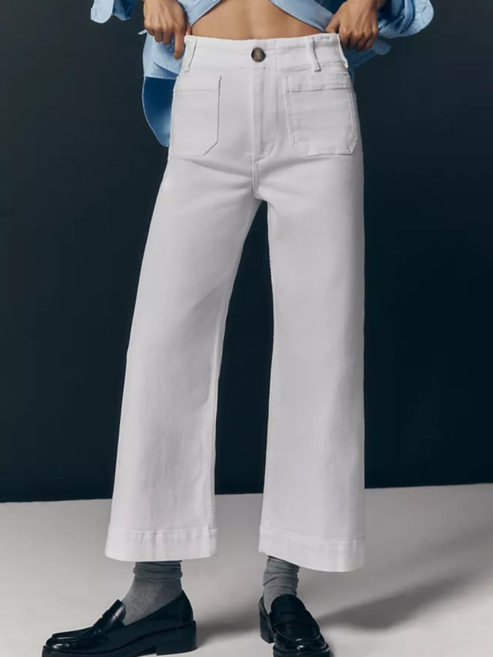 Maeve Women’s The Colette Crop Wide Leg Jeans Size 31 White — High Rise